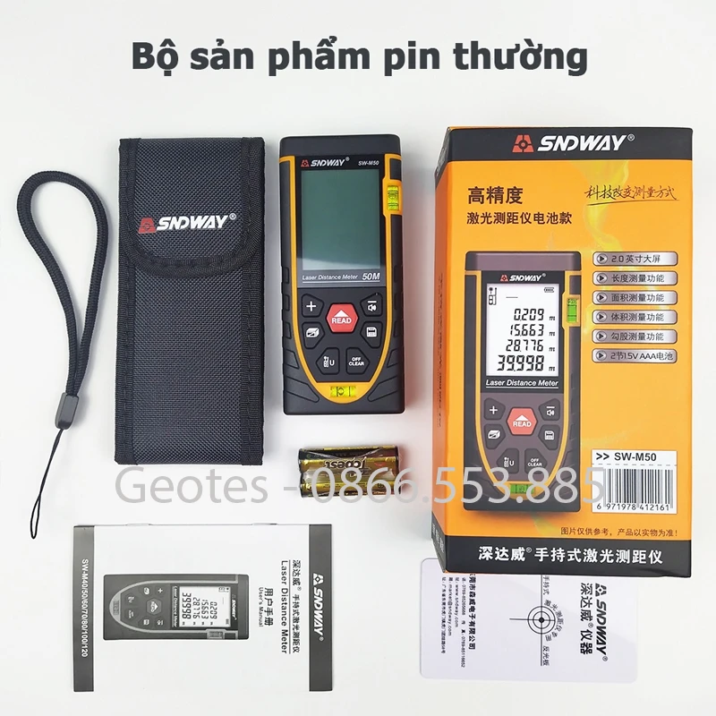 Máy đo khoảng cách laser SNDWAY SW-M50 đo xa 50m